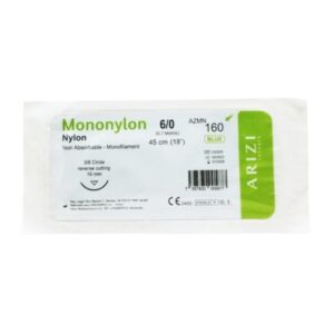SUTURA NYLON 6-0 AGUJA CURVA CORTANTE (REF-AZMN 160)(ARIZI)