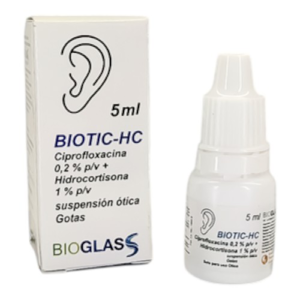 BIOTIC-HC 0.2 %/ 1 % X 5 ML GOTAS (CIPROFLOXACINA / HIDROCORTISONA)(BIOGLAS)