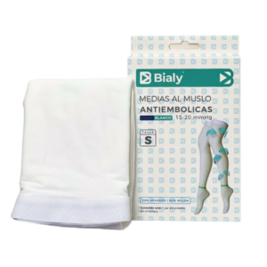 MEDIAS ANTIEMBOLICAS  AL MUSLO TALLA S BLANCAS 15-20MMHG .BIALY