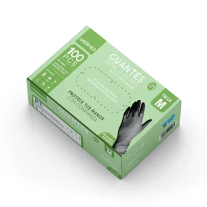 GUANTES DE NITRILO TALLA M COLOR NEGRO X 100 UNID (AKERMED)