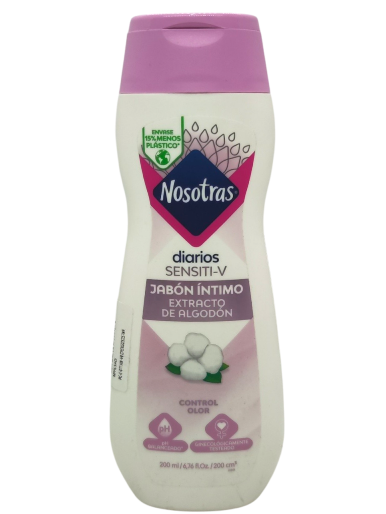 JABON INTIMO NOSOTRAS SENSITI-V CON EXTRACTO DE ALGODON 200ML