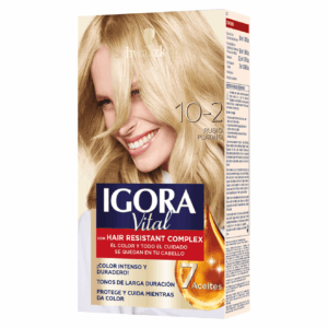 KIT DE TINTES PARA CABELLO COLOR 10-2 RUBIO PLATINO (IGORA)