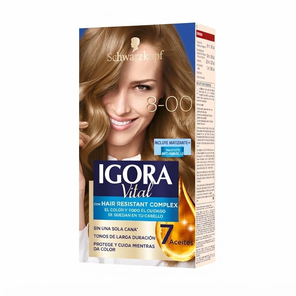 TINTE PARA CABELLO COLOR 8-00 RUBIO CLARO X 50 ML (IGORA)