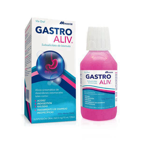 GASTRO ALIV BISMUTO ANTIACIDO SUSP ORAL 262..5MG/15ML 120ML LAB. MAVER (POLINAC)