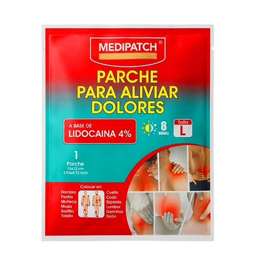 PARCHE PARA ALIVIAR DOLORES CON LIDOCAINA 4% TALLA L X 1 UNID. MEDIPATCH (MISCEL