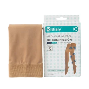 MEDIAS DE COMPRESION 15 – 20 MMHG AL MUSLO TALLA S BEAGE (BIALY)(MMQ)