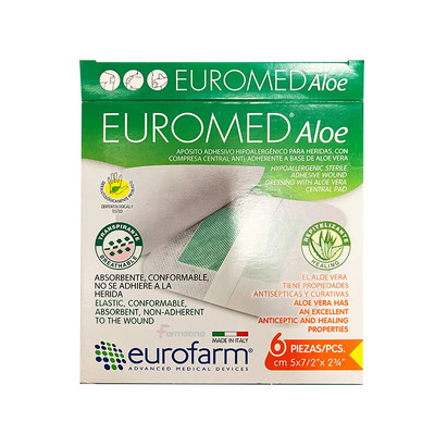 APOSITO EUROMED ALOE 5CM X 7/2" X 2 3/4"X 6 PIEZAS
