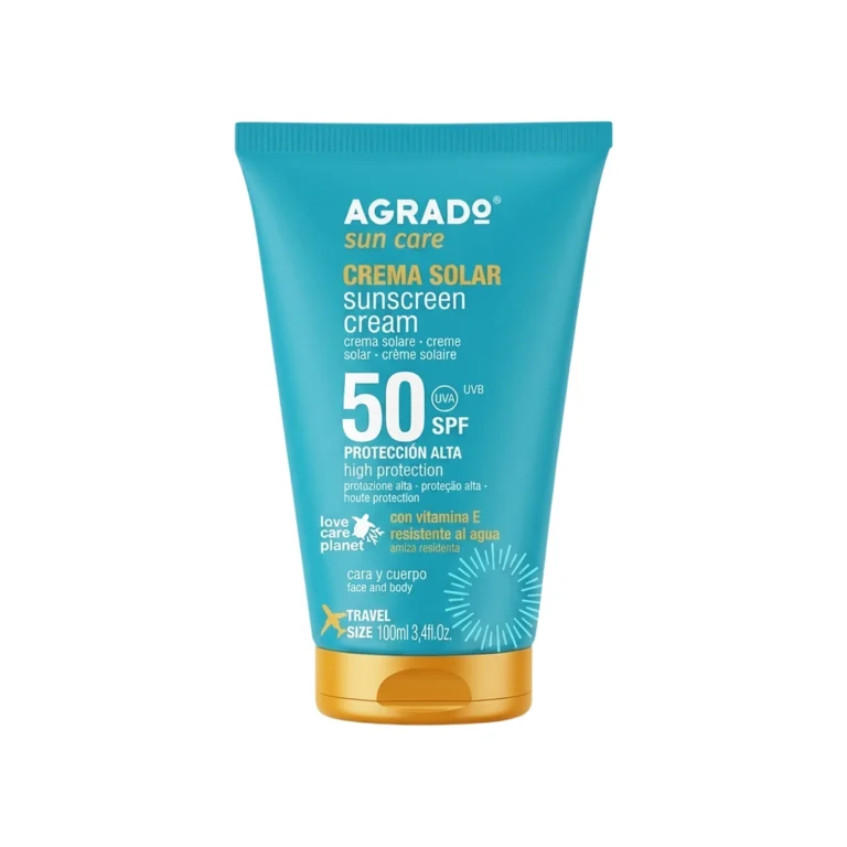 CREMA SOLAR CON VIT E RESISTENTE AL AGUA 50 SPF X 100ML (AGRADO)