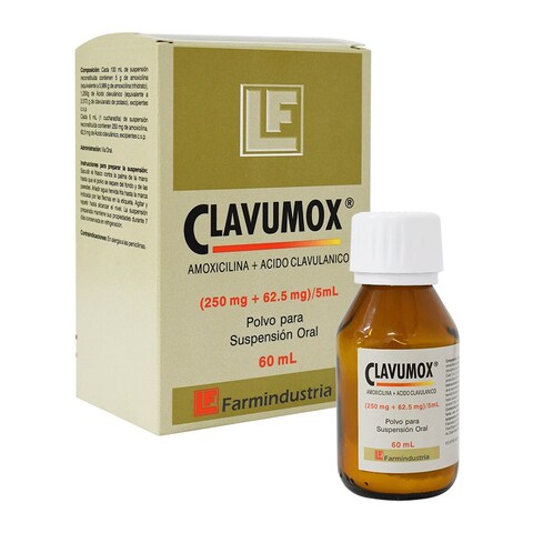 CLAVUMIX 250MG/62.5MG/5ML X 60ML AMOXICILINA + ACIDO CLAVULANICO (DROTAFARMA)