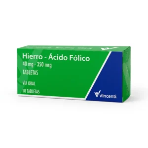HIERRO – AC FOLICO 40MG-350MCG X 10 TAB (tabletas) VINCENTI