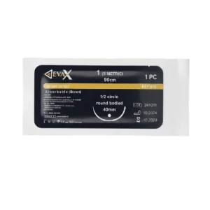 SUTURA CROMICO 1 915 AGUJA CURVA NO CORTANTE 90CM (DEVAX)