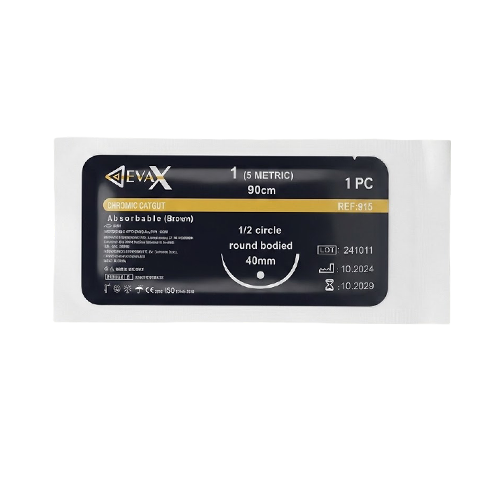 SUTURA CROMICO 1 915 AGUJA CURVA NO CORTANTE 90CM (DEVAX)
