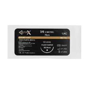 SUTURA CROMICO 3-0 AGUJA CURVA NO CORTANTE 36.4MM REF 810 (DEVAX)